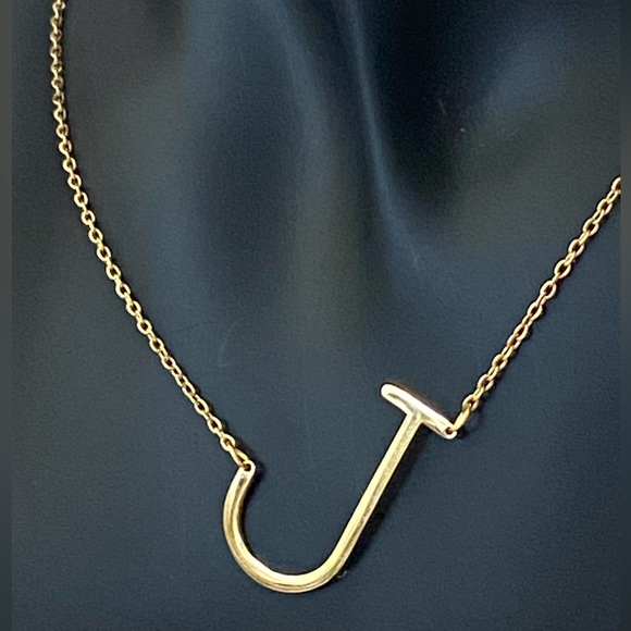 SAVVY CIE JEWELS 14K Gold Plated Initial Necklace – Letter J - Picture 2 of 8